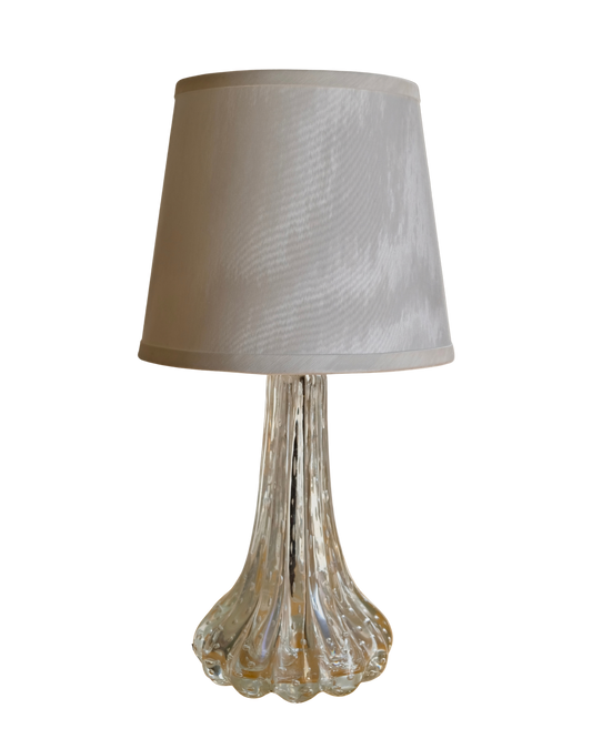 PETITE SEEDED MURANO GLASS TABLE LAMP w. IVORY MOIRE SILK SHADE