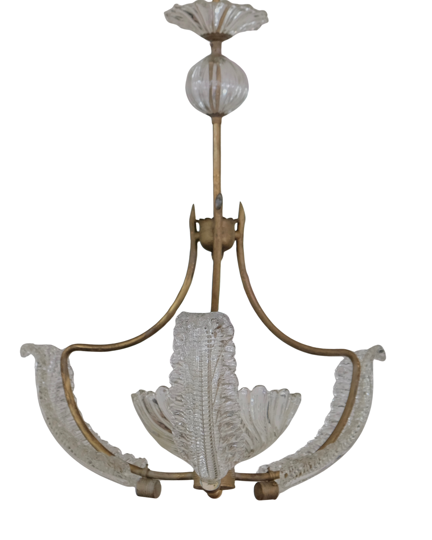 BAROVIER & TOSO THREE ARMED LEAF PENDANT