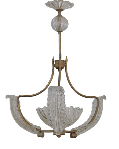 BAROVIER & TOSO THREE ARMED LEAF PENDANT