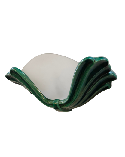 CERAMIC LEAF SCONCES w. FROSTED GLASS SHADE