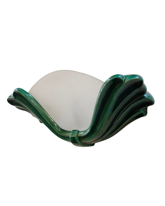 CERAMIC LEAF SCONCES w. FROSTED GLASS SHADE