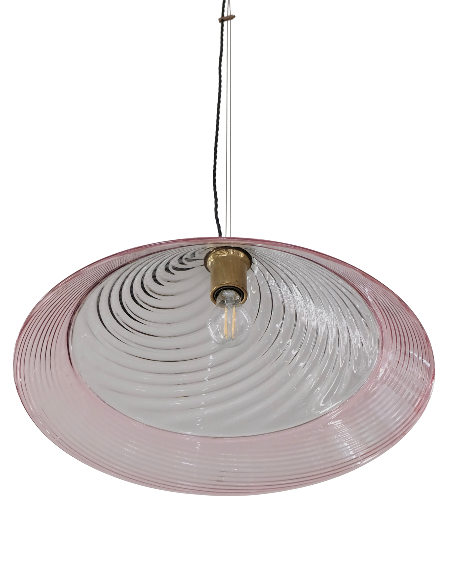 MURANO GLASS SWIRL PENDANT w. PINK DETAIL