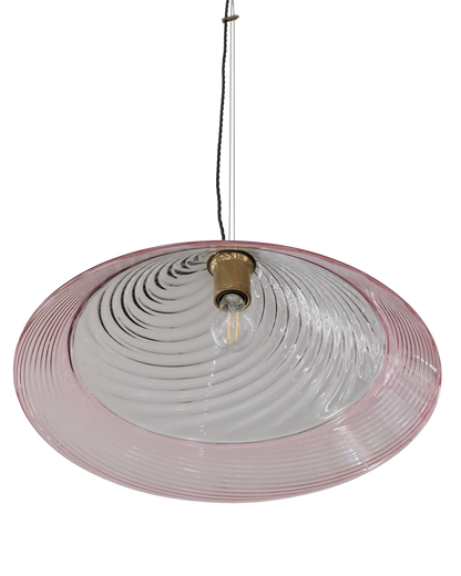 MURANO GLASS SWIRL PENDANT w. PINK DETAIL