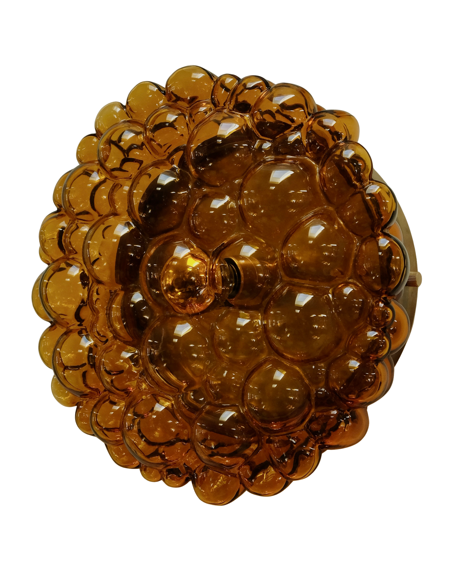 PAIR OF AMBER BUBBLE GLASS SCONCES