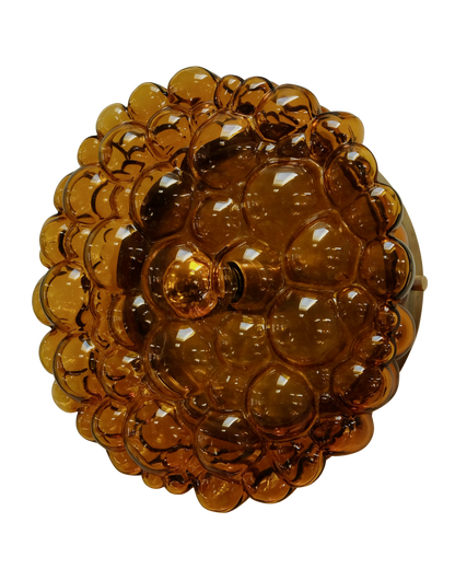 PAIR OF AMBER BUBBLE GLASS SCONCES