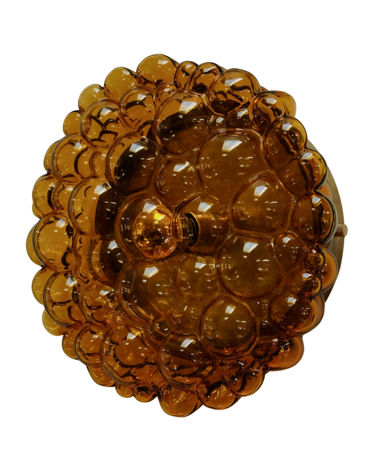 PAIR OF AMBER BUBBLE GLASS SCONCES