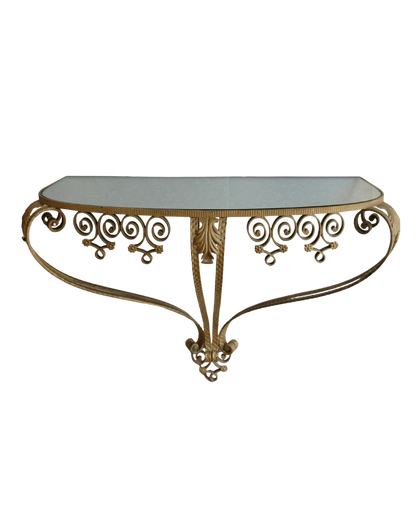 GILDED IRON & MIRROR WALL CONSOLE