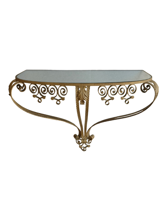 GILDED IRON & MIRROR WALL CONSOLE