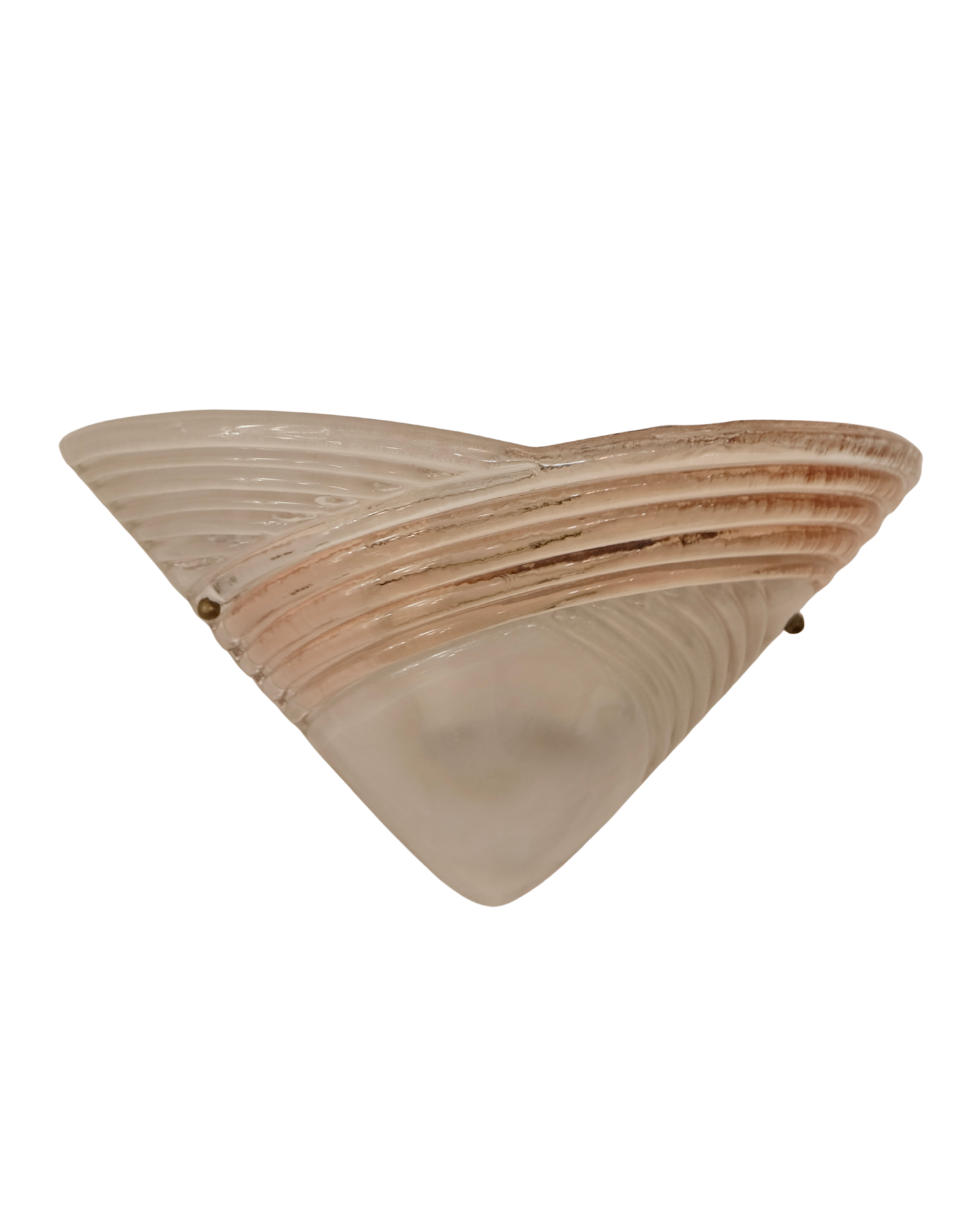 ART DECO MURANO GLASS SHELL SCONCES w. BLUSH DETAIL