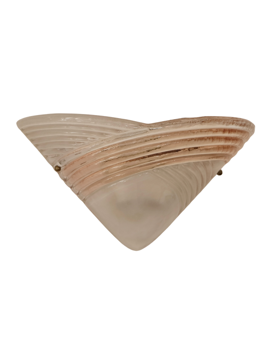 ART DECO MURANO GLASS SHELL SCONCES w. BLUSH DETAIL