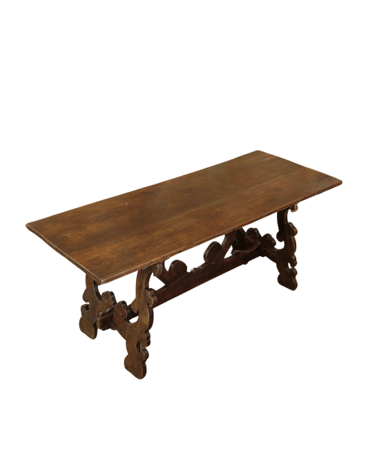 HAND CARVED TEXTURED SPANISH WALNUT TABLE