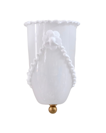 FLORAL MURANO GLASS WHITE RIBBON SCONCE
