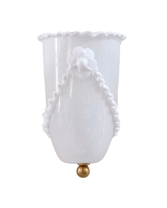 FLORAL MURANO GLASS WHITE RIBBON SCONCE