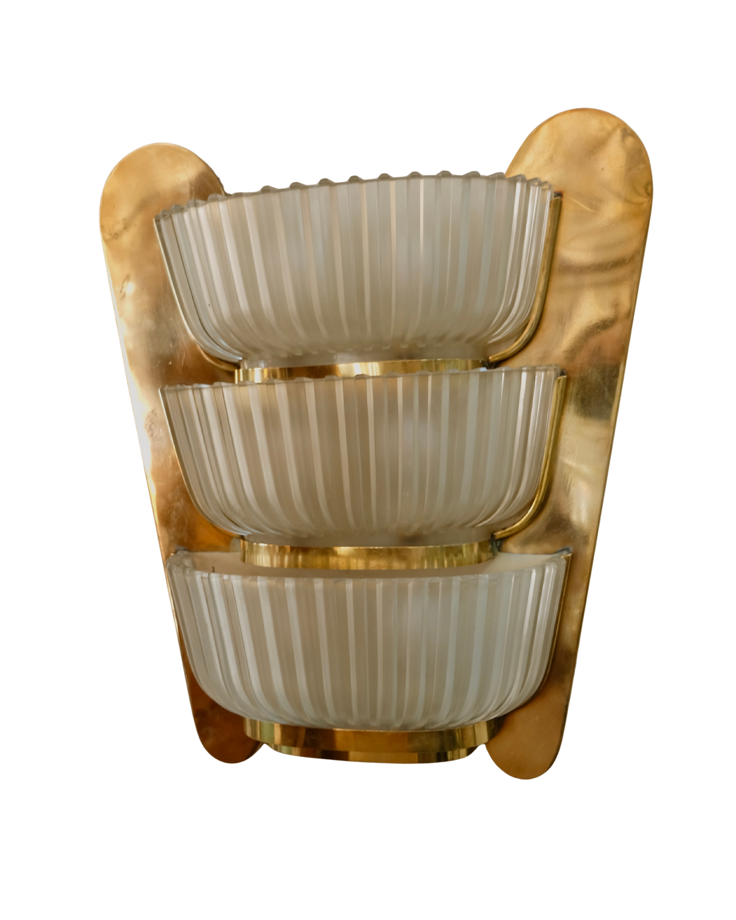 SINGLE BRASS ART DECO TRIO LIGHT WALL SCONCE