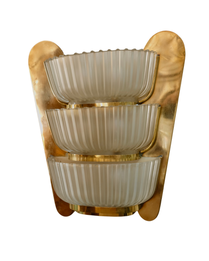 SINGLE BRASS ART DECO TRIO LIGHT WALL SCONCE