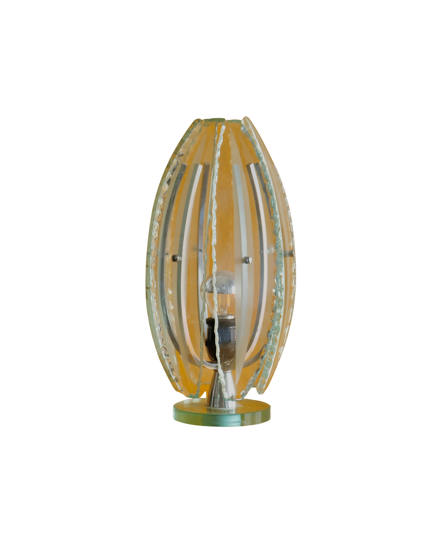 HAND CARVED GLASS CAGE LAMP