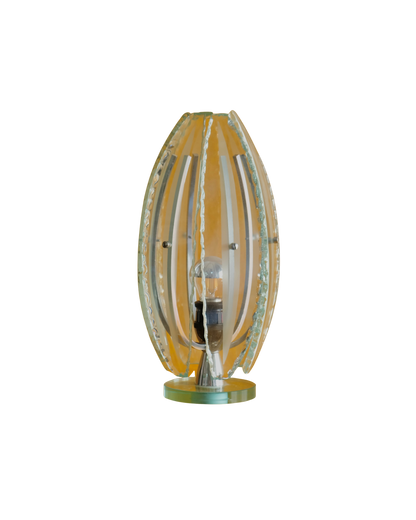 HAND CARVED GLASS CAGE LAMP