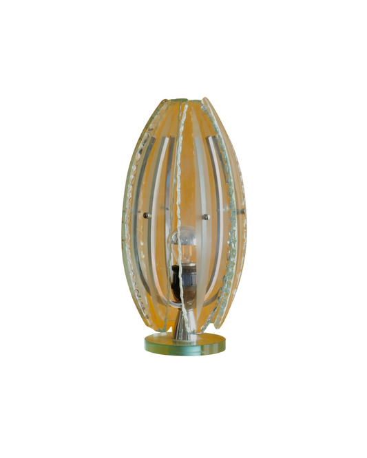 HAND CARVED GLASS CAGE LAMP