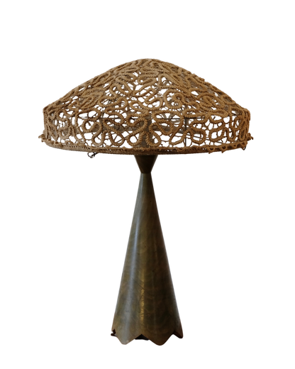 TIMBER TABLE LAMP w. MACRAME SHADE