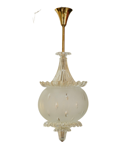 MURANO AMBER SCALLOP & WHITE SEEDED GLASS PENDANT