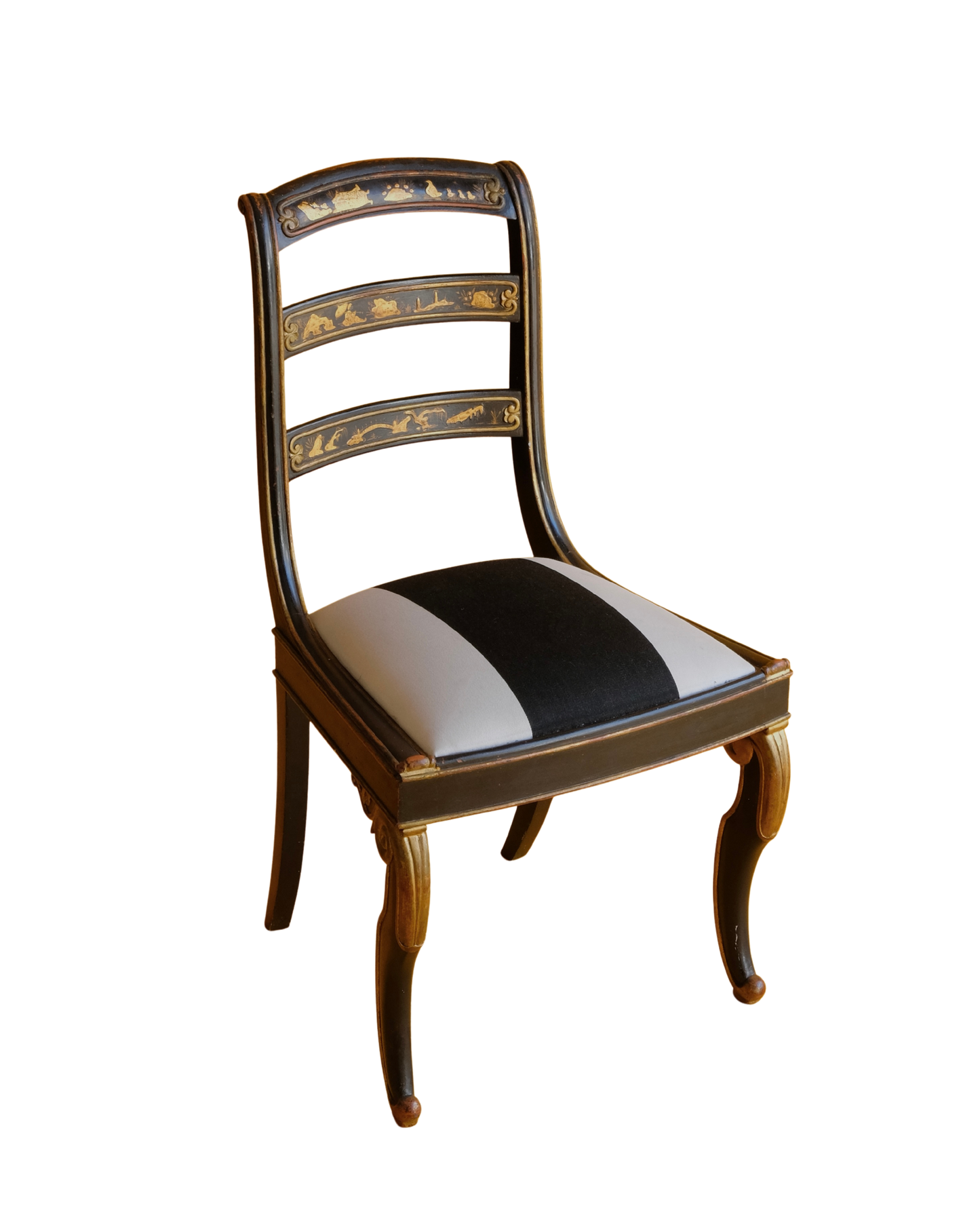 HAND PAINTED GILT REGENCY CHINOISERIE CHAIR