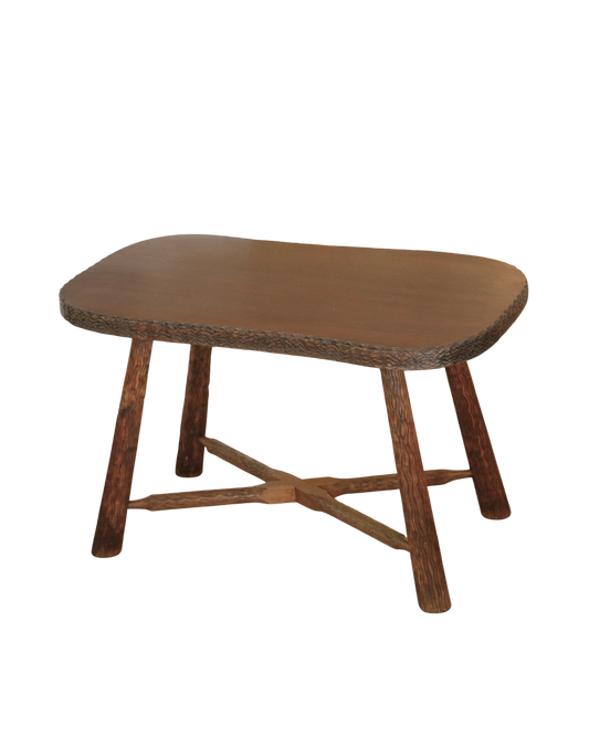 FRENCH HAND CARVED CROSS BASE TABLE