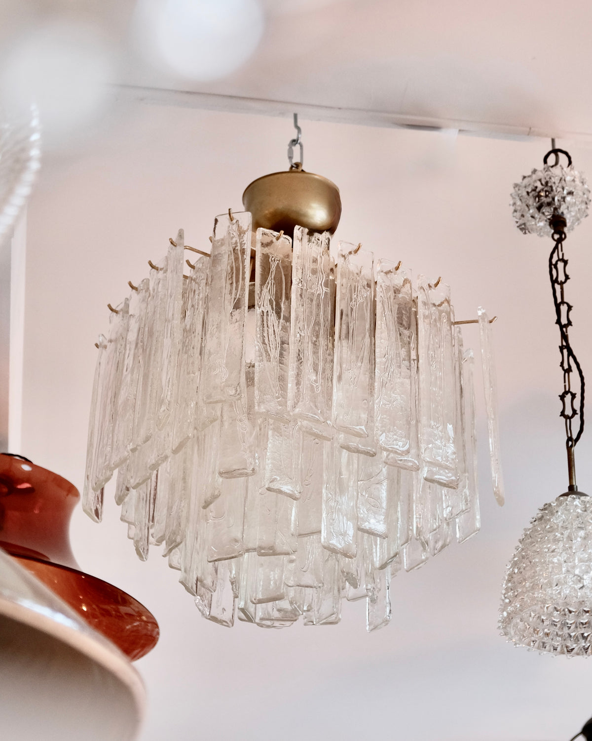 TEXTURED OFFSET MURANO GLASS SQUARE CHANDELIER