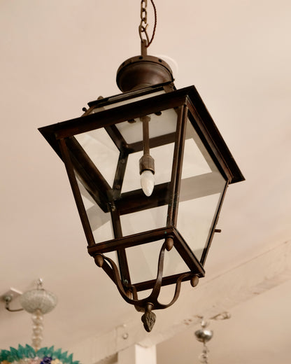 TRIO OF WROUGHT IRON OUTDOOR PORCH LANTERNS