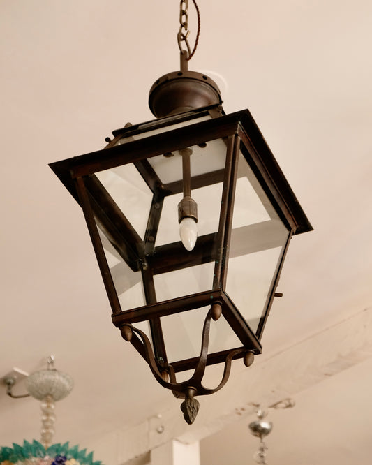 TRIO OF WROUGHT IRON OUTDOOR PORCH LANTERNS