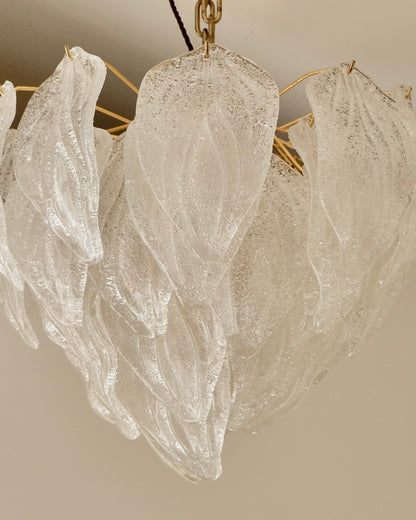 TEXTURED MURANO GLASS LEAF TEAR DROP CHANDELIER