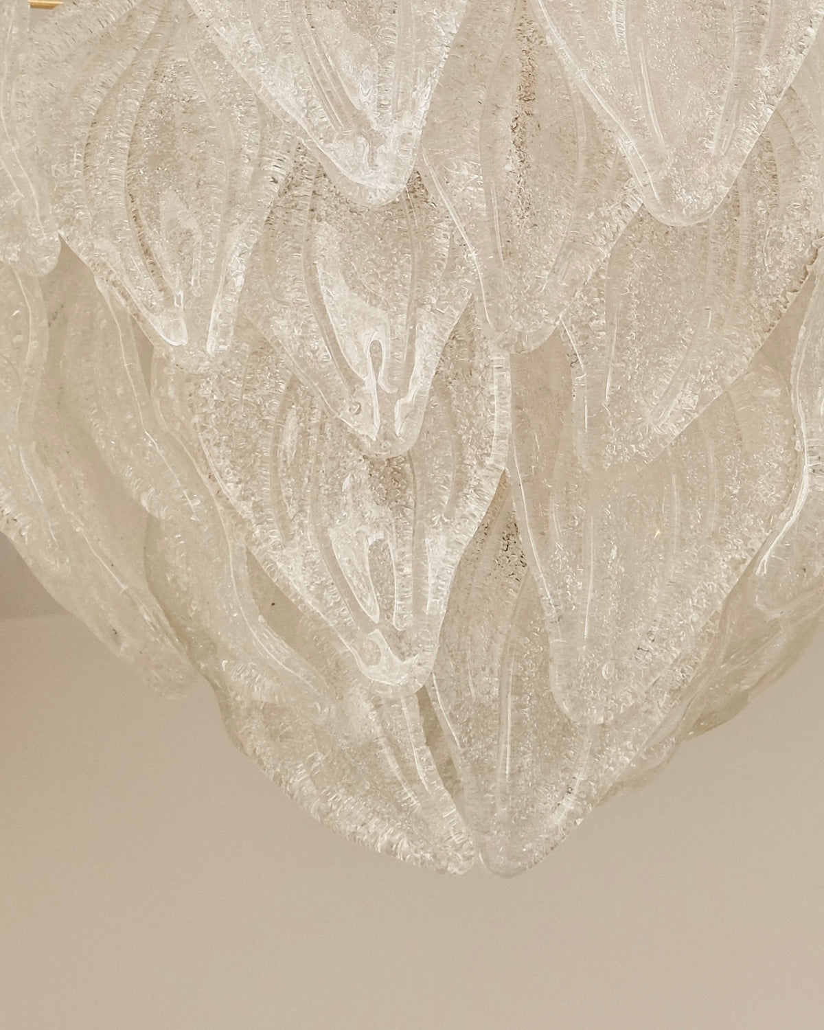 TEXTURED MURANO GLASS LEAF TEAR DROP CHANDELIER