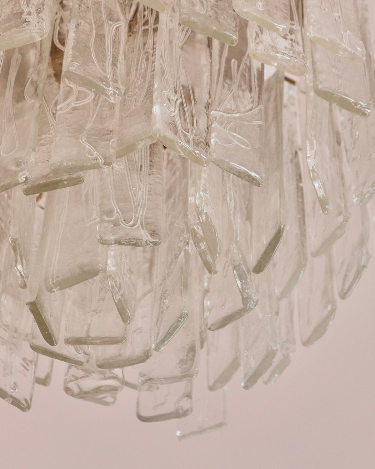TEXTURED OFFSET MURANO GLASS SQUARE CHANDELIER