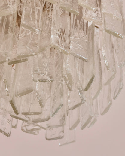 TEXTURED OFFSET MURANO GLASS SQUARE CHANDELIER