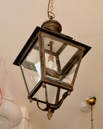 TRIO OF WROUGHT IRON OUTDOOR PORCH LANTERNS