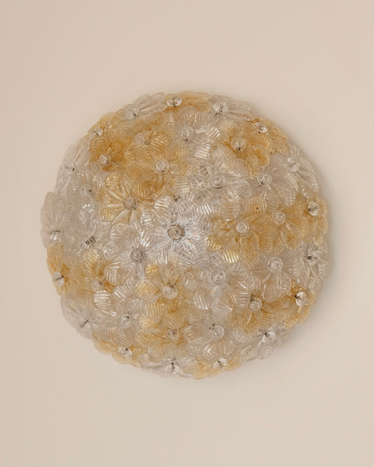 AMBER & GOLD SEGUSO FLORAL OYSTER LIGHTS