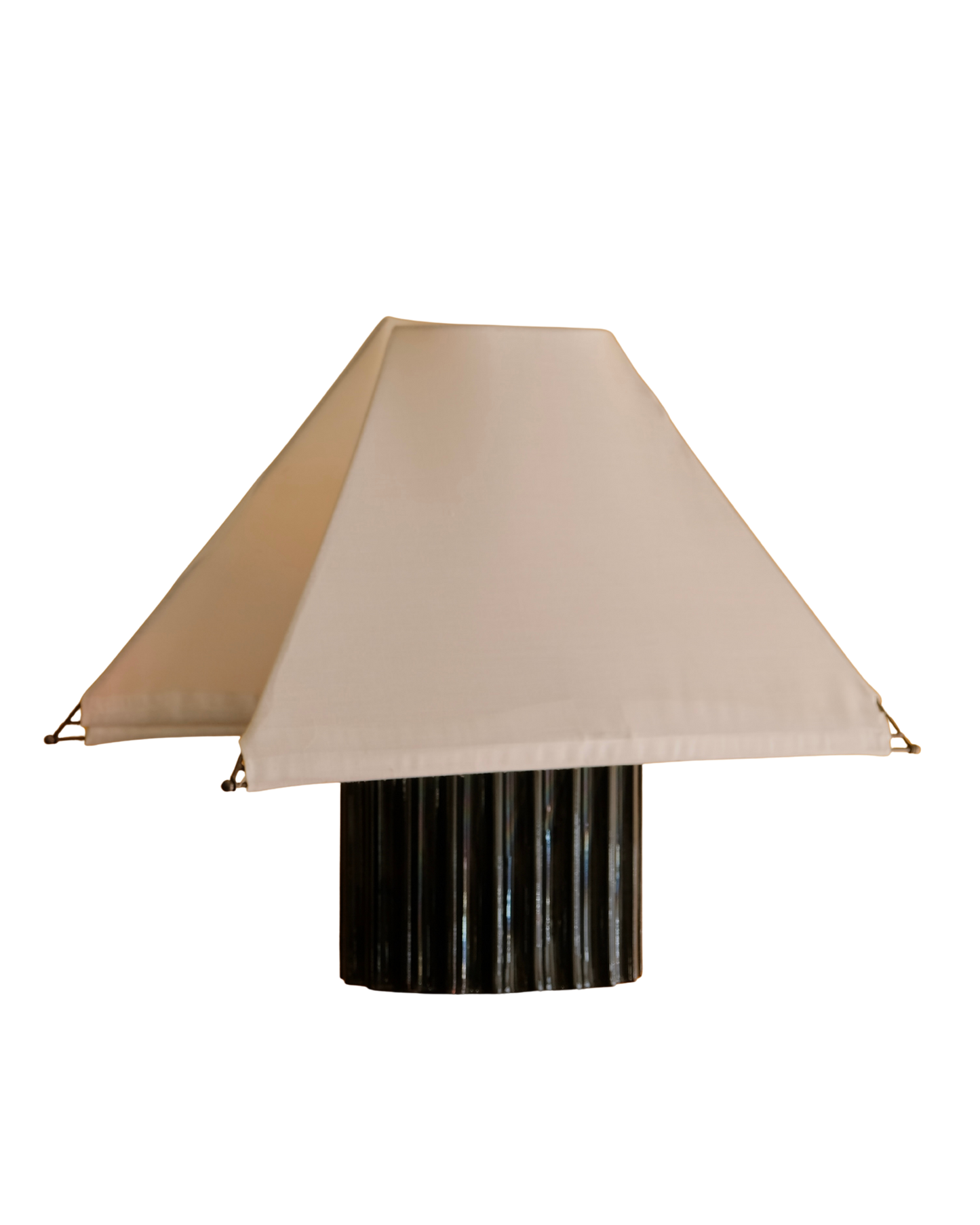LARGE TWIN SHADE TABLE LAMP w. CERAMIC BASE