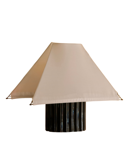 LARGE TWIN SHADE TABLE LAMP w. CERAMIC BASE