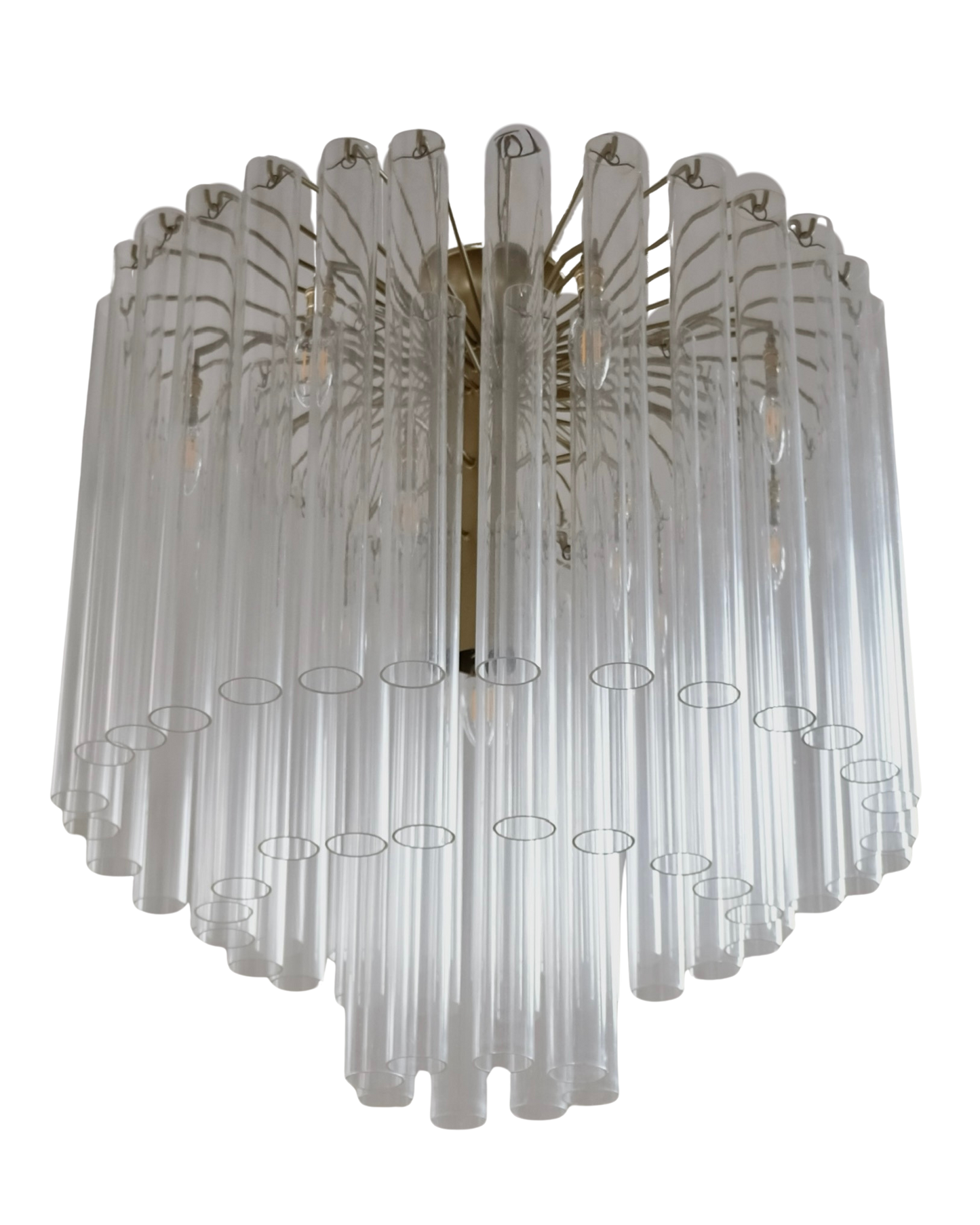 VENINI THREE TIERED CLEAR GLASS TUBE CHANDELIER