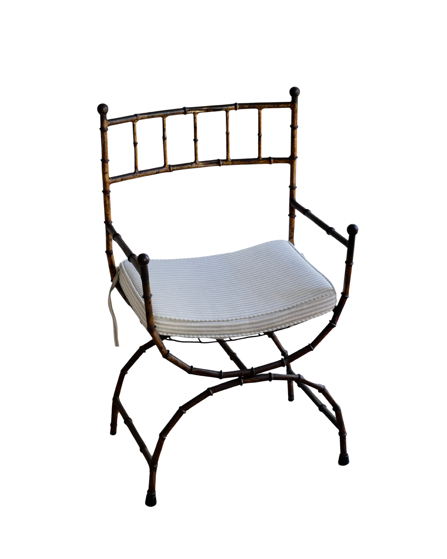 PAIR OF BRASS BAMBOO CURULE CHAIRS