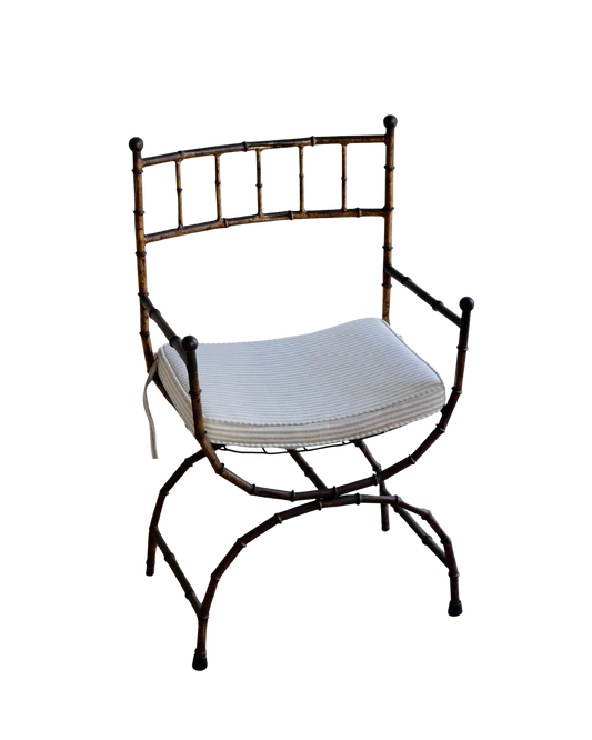 PAIR OF BRASS BAMBOO CURULE CHAIRS