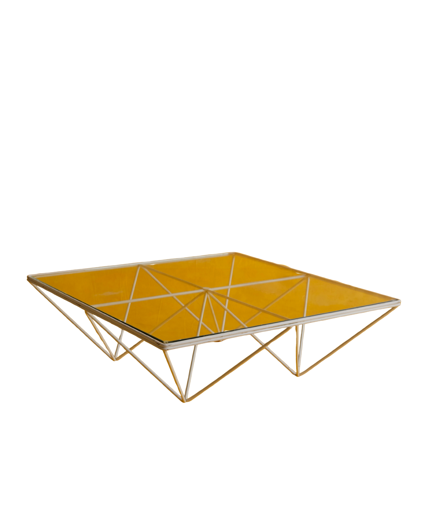 ALANDA WHITE LOW GLASS COFFEE TABLE