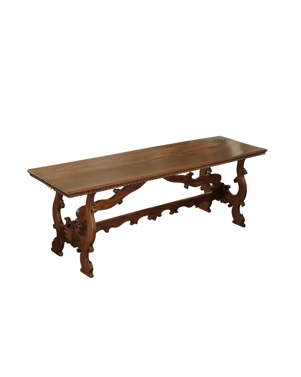SPANISH WALNUT DINING TABLE w. WINGED BASE