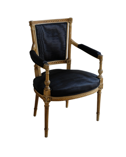 LOUIS XVI DINING CHAIRS w. MOIRE SILK