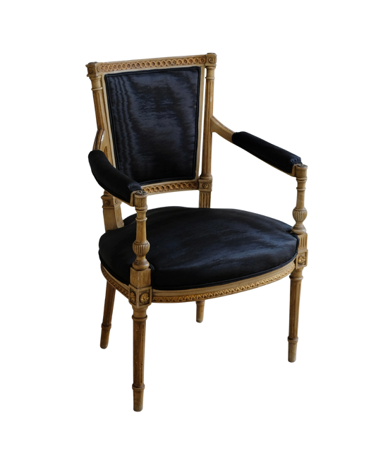 LOUIS XVI DINING CHAIRS w. MOIRE SILK