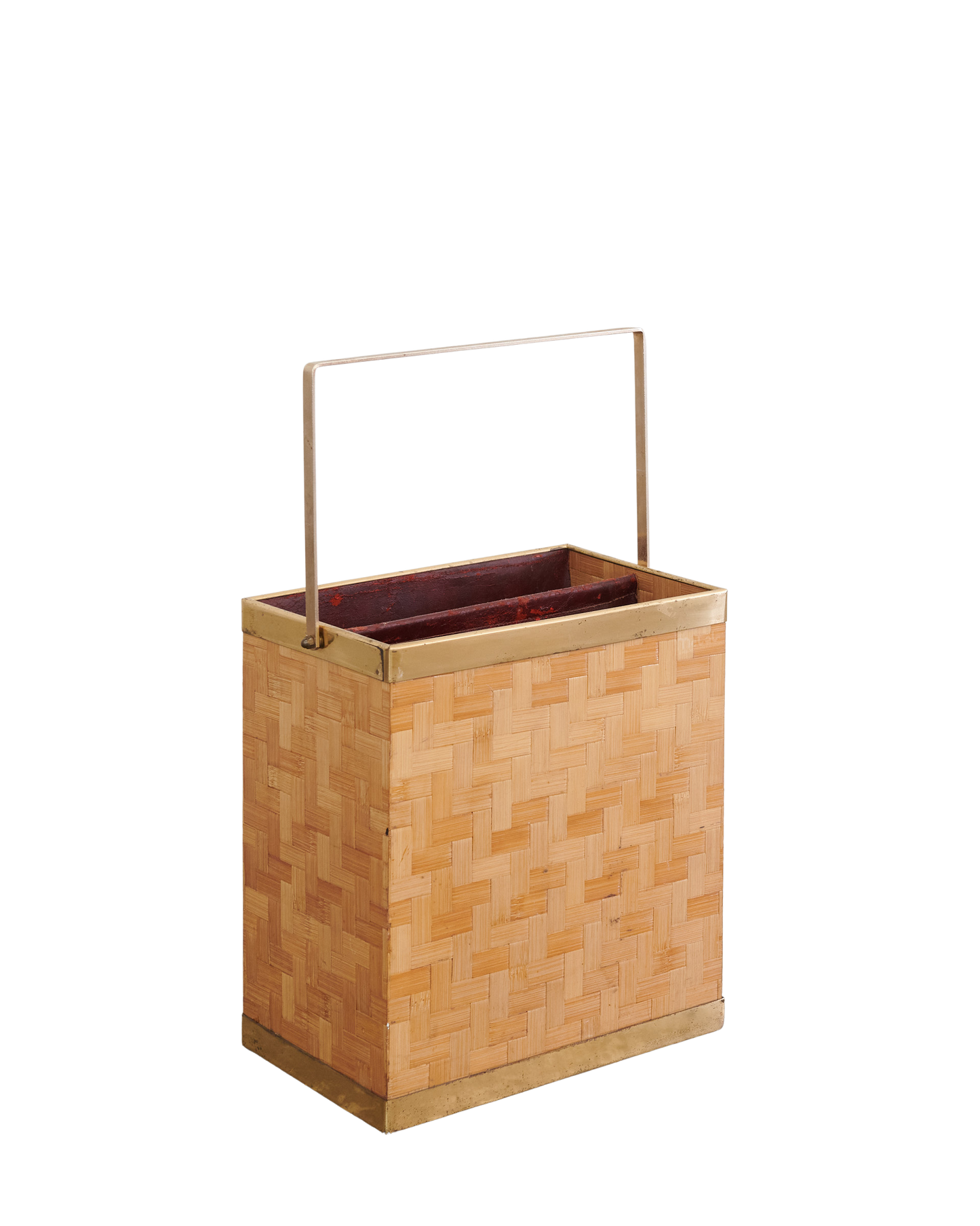 WOVEN MAGAZINE RACK w. BRASS DETAILING