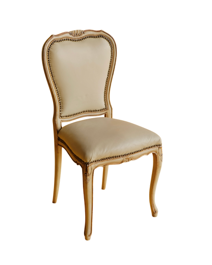 SET OF SIX LOUIS XV DINING CHAIRS w. ORIGINAL LEATHER UPHOLSTERY