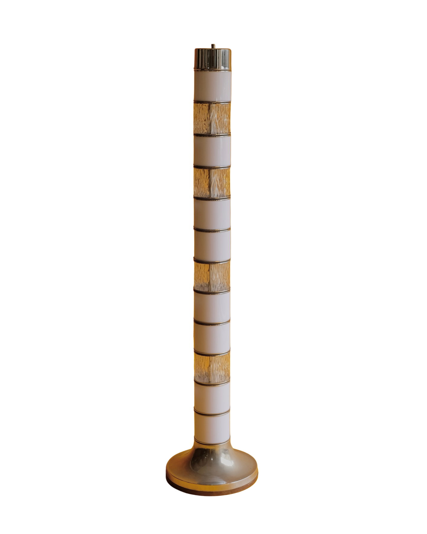 TEXTURED GLASS & CHROME TUBE FLOOR LAMP