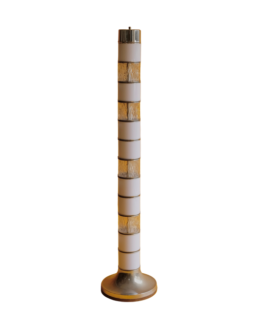 TEXTURED GLASS & CHROME TUBE FLOOR LAMP