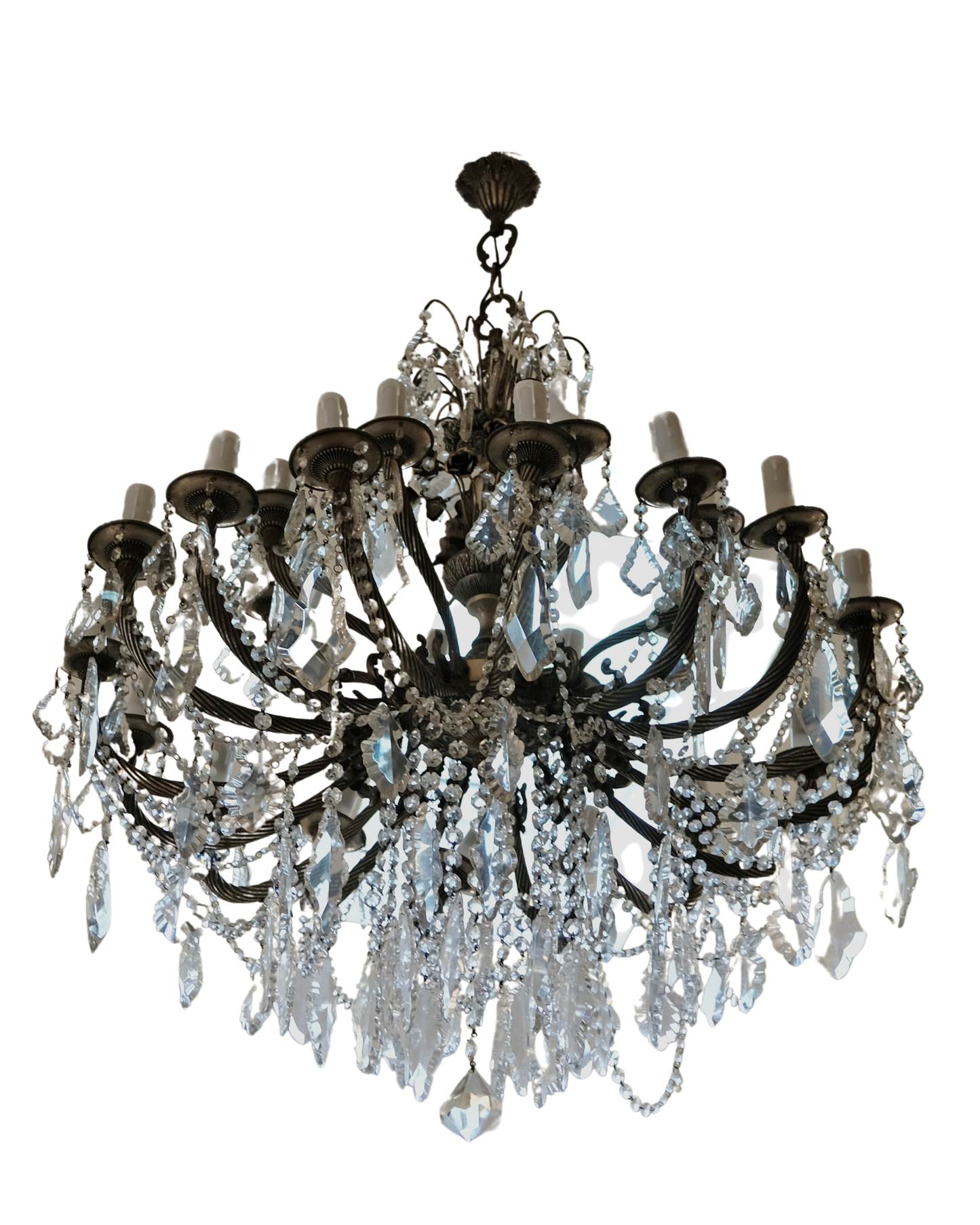 TWENTY FOUR LIGHT FLORAL IRON CHANDELIER