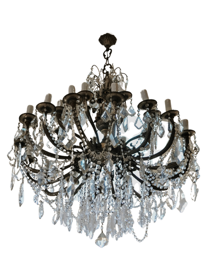 TWENTY FOUR LIGHT FLORAL IRON CHANDELIER